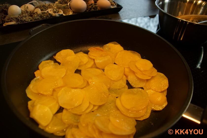 Kartoffeln in 3 El brauner Butter 10 Minuten braten